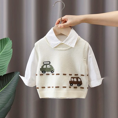 男童针织背心外穿洋气宝宝小童秋装婴儿童毛衣马甲秋冬加绒内搭潮