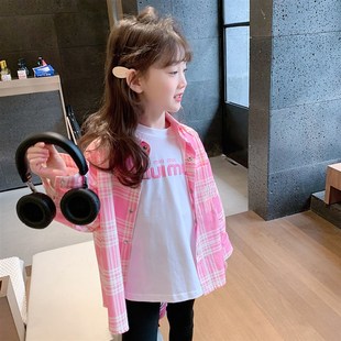 洋气早春休闲长袖 女童衬衣儿童衬衫 宝宝纯棉条纹上衣 新款 2024春装