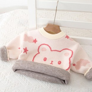 女童加厚毛衣女宝宝冬季打底衫婴儿保暖上衣小女孩冬天内搭针织衫