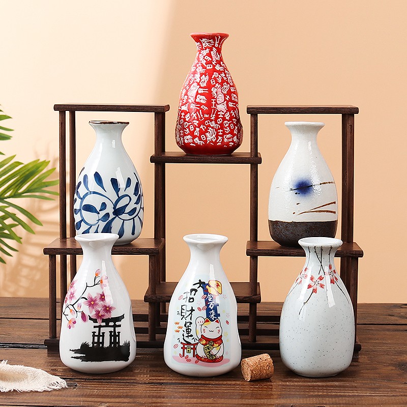 日式清酒壶复古陶瓷白酒壶家用6两密封温酒烧酒小壶空酒瓶分酒器