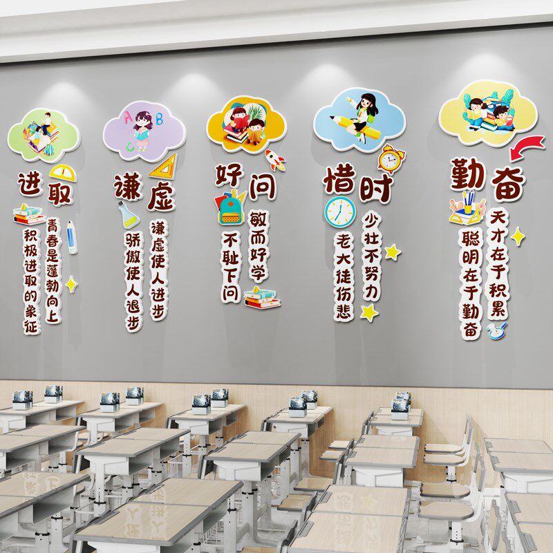 教室布置装饰贴纸开学黑板报神器班级文化墙中小学生励志标语墙贴