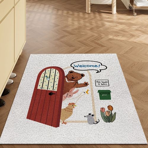 轻奢法式农舍动物卡通丝圈地垫入户门脚垫进门玄关地毯大门蹭脚垫
