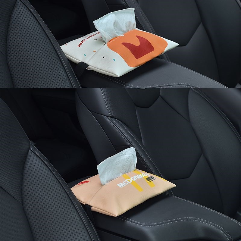M记麦麦麦门车载纸巾盒汽车抽纸盒车用纸巾套纸巾挂袋创意