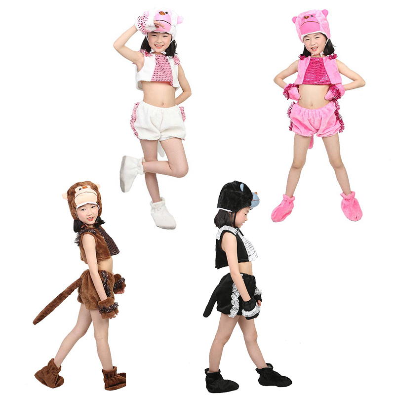 六一节儿童成人动物表演服装小猴子演出服猴子捞月卡通舞蹈连体服