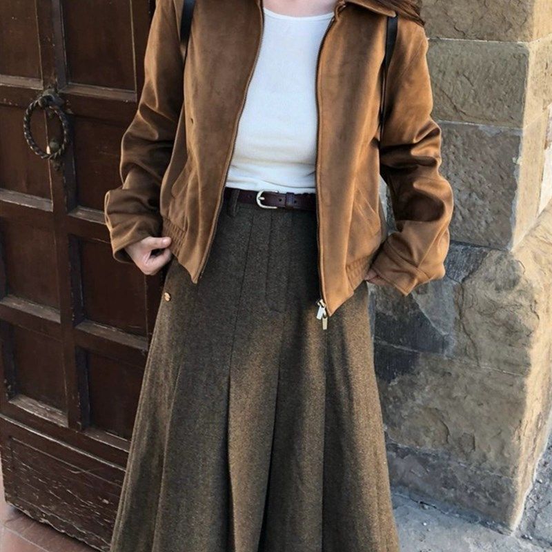 复古百褶中长款毛呢半身裙女2024秋冬气质高腰显瘦羊毛A字半身裙,女装/女士精品,半身裙,淘宝优惠券,粉丝福利购,淘宝优惠卷