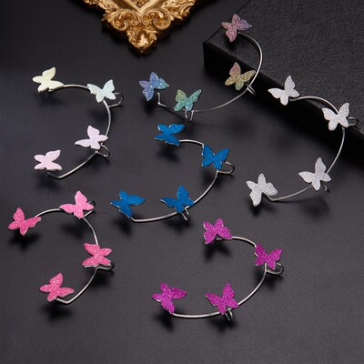 极速Trendy Sparkling Butterfly Ear EClip Fake Piercing Earri