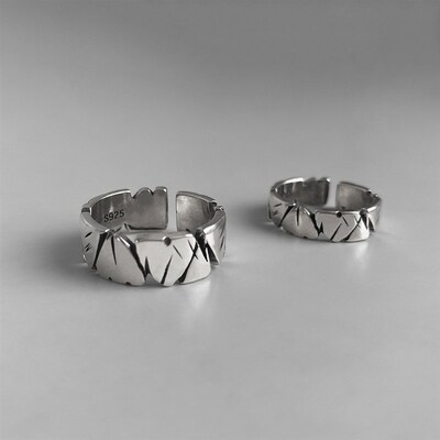 极速Vintage Adjjustable Opening Mori Heart Shape Rock Textur