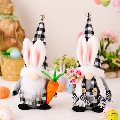 极速Cute dRabbit Ears Black White Lattice Faceless Dwarf Dol