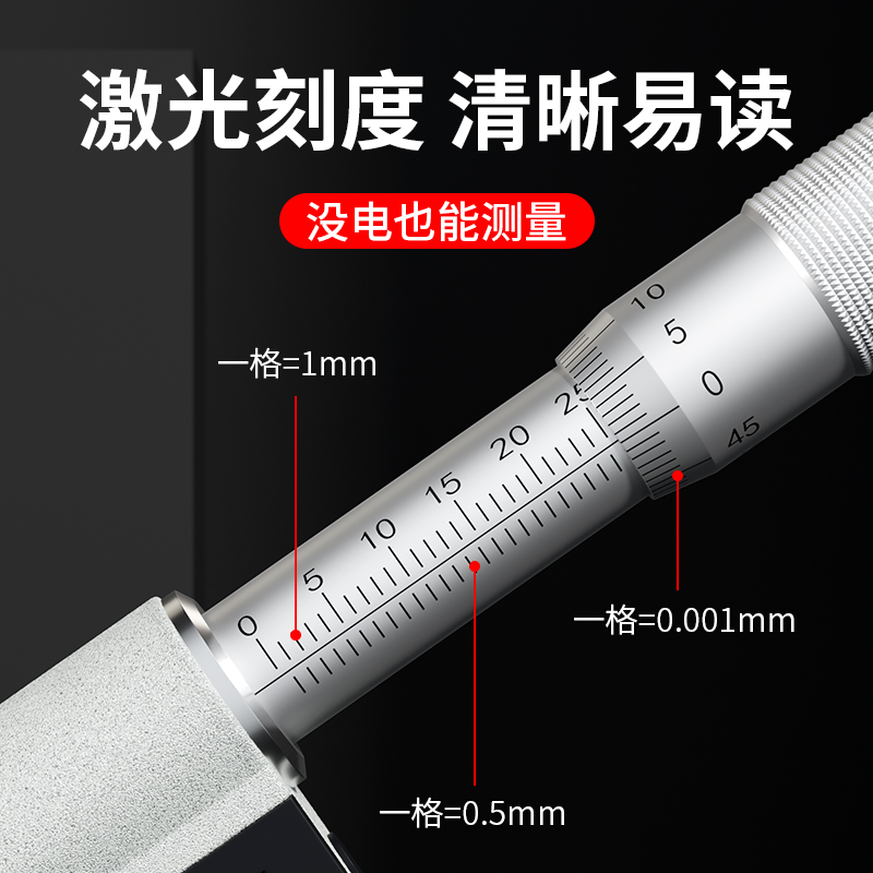 极速数显外径千分尺m高精度 千分卡尺测厚仪电子数字0-25mm螺旋测
