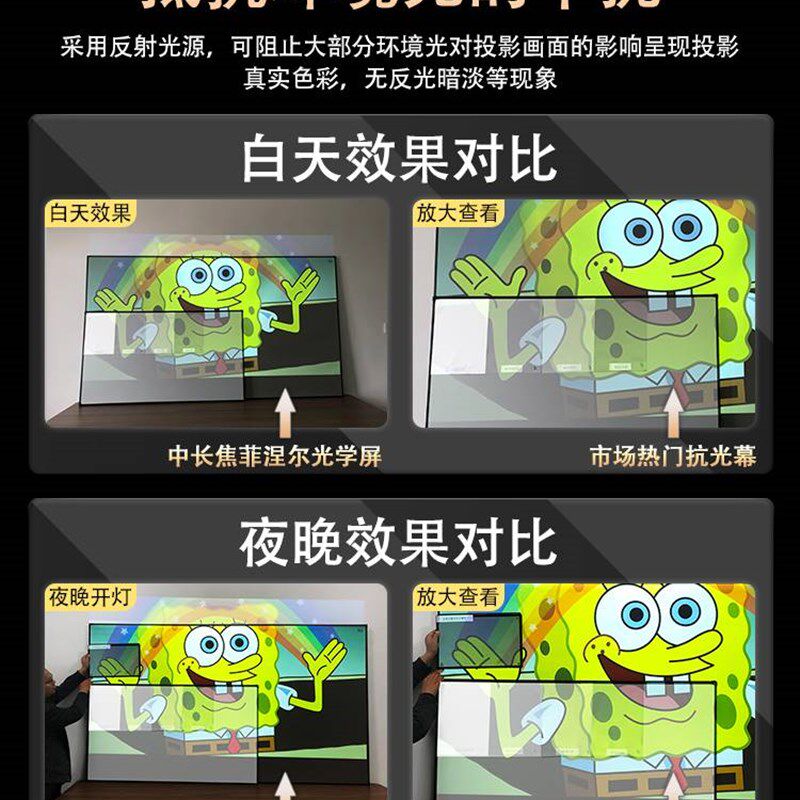 极速中长焦菲涅尔抗光幕布软屏壁C挂画框120寸硬屏菲涅尔幕布