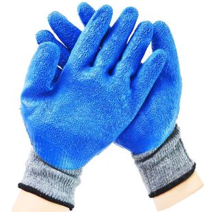 极速鹏达皱纹劳保手套皱纹浸胶工作耐磨防滑加厚棉线Y挂胶干活胶