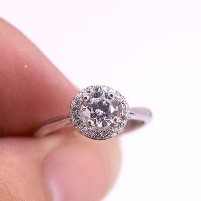 极速Temperament simulation diamond ring simple MoissanZite o