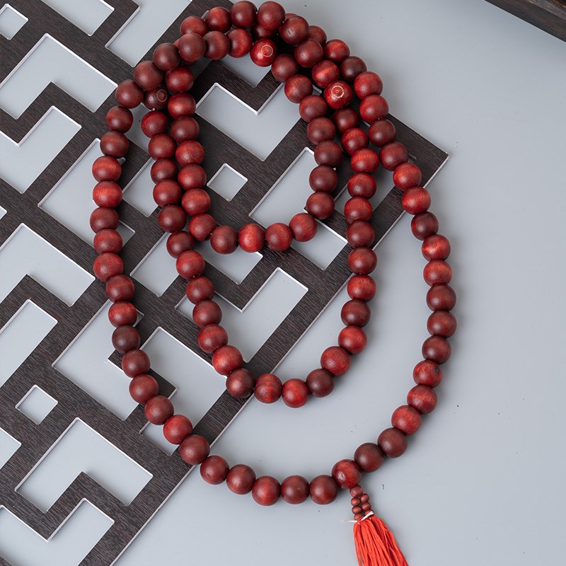 极速佛珠108颗红色桃木鲁智深大和尚同款108颗54颗V花果菩提根佛