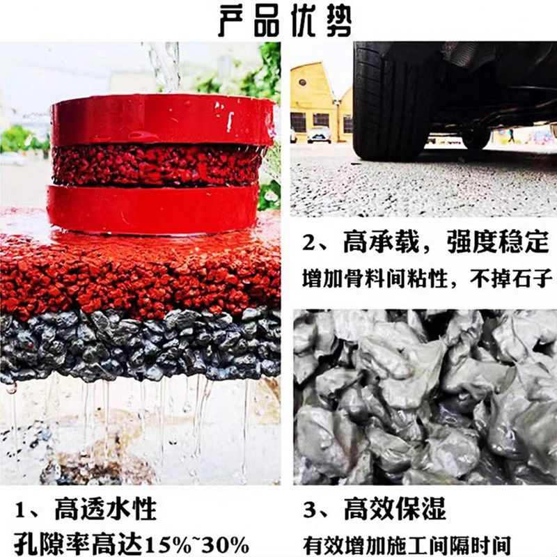 透水混凝土增强剂罩面保护剂沥青路面改色漆彩色透水混凝土胶结剂图片