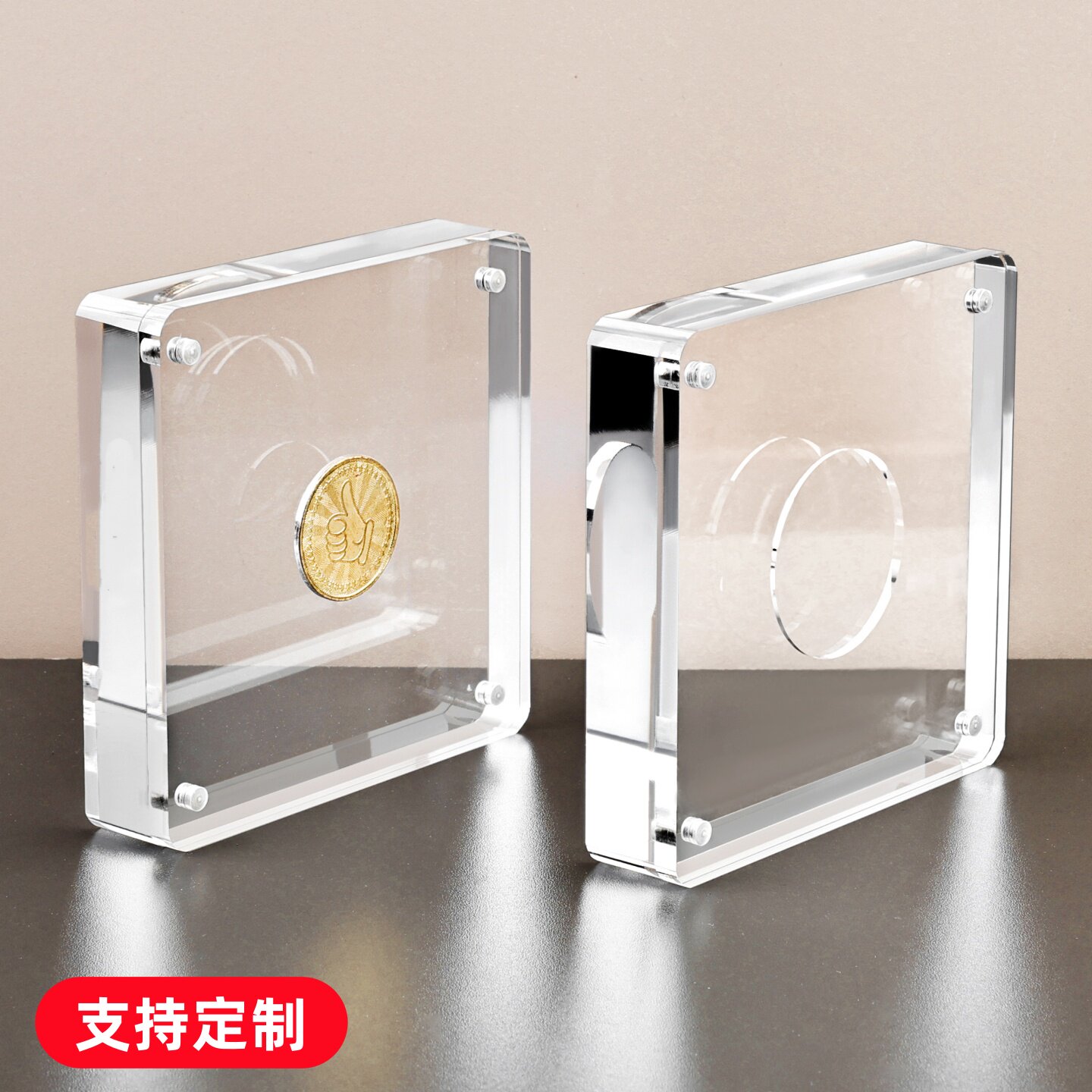 双面透明亚克力强磁防尘展示框图片