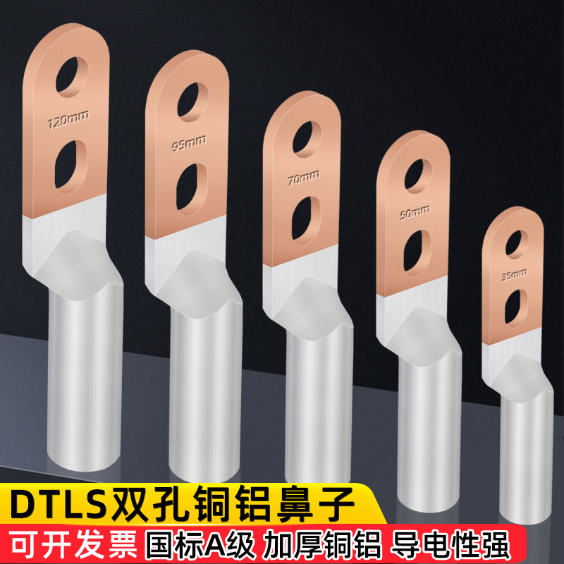 DTLS国标双孔铜铝过渡鼻子电缆连接头线耳鼻子25/35/50/70/95/120