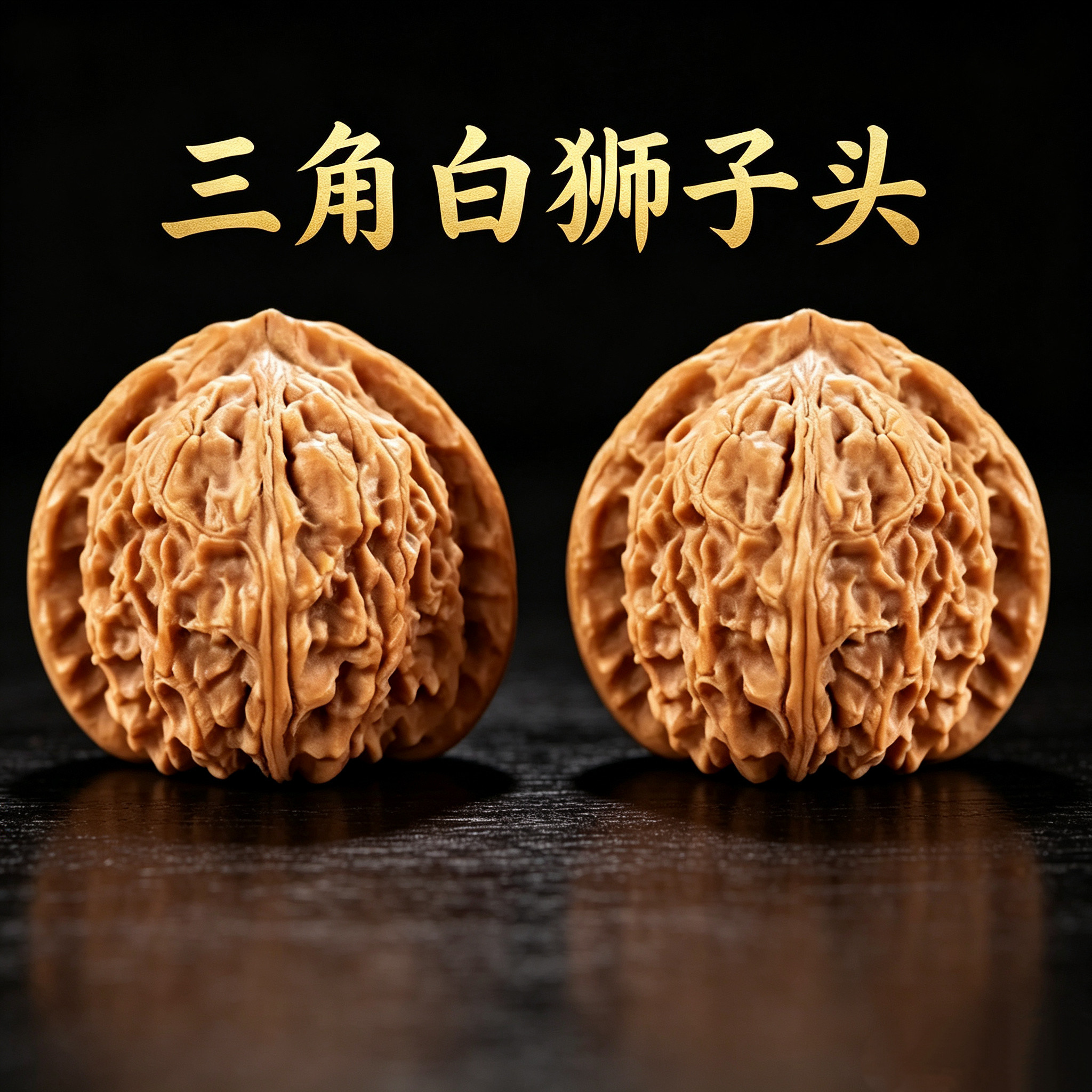山中玉精品文玩三角白狮子头核桃盘玩收藏级别手把件新年礼物QW