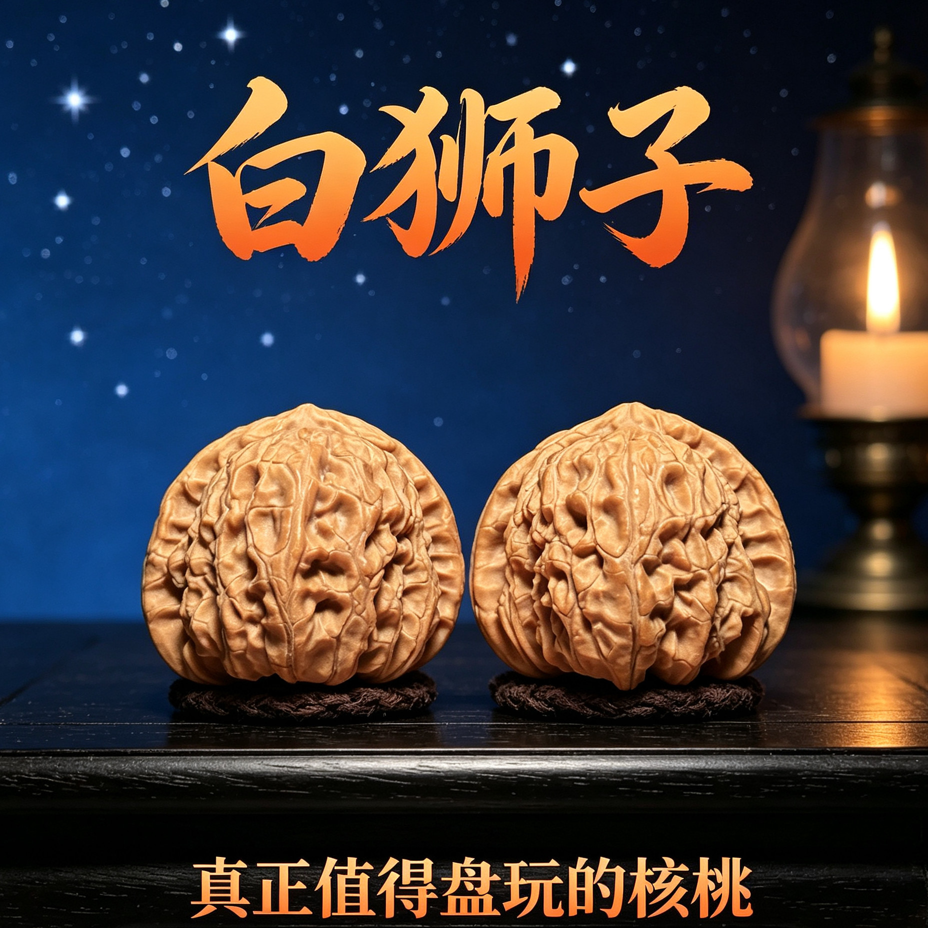 山中玉精品文玩白狮子头核桃高油高密高品质上手易红盘玩收藏把件