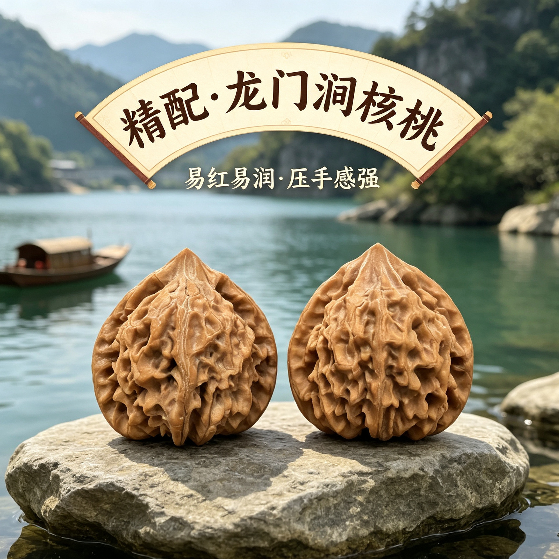 山中玉精品文玩核桃龙门涧核桃高油高密盘玩产地直发收藏级手把件