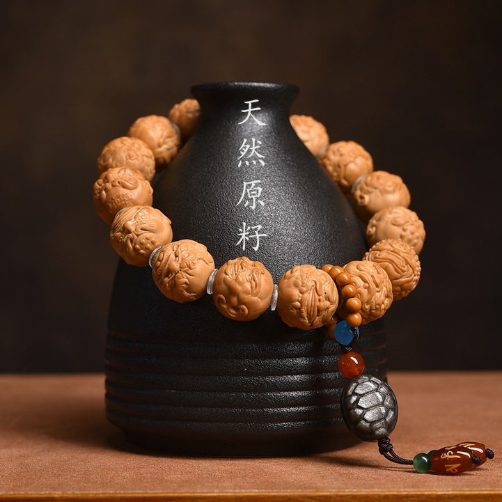 高品质原产猴头核桃手串凤羽猴头男女单指柔佛珠文玩生日串珠礼物