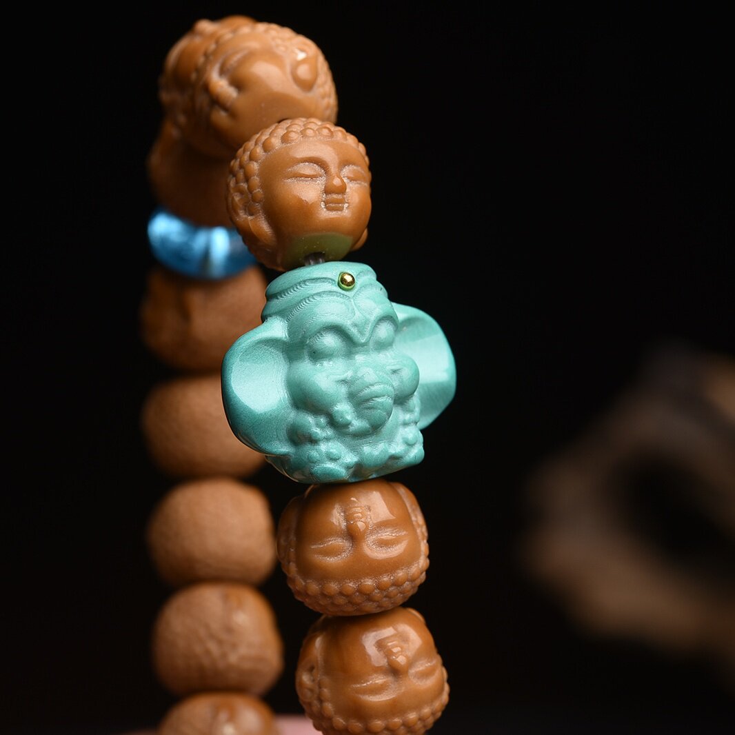 猴头凤羽串土豪小核桃手串宝宝盘玩佛珠文玩男礼物女生日手链