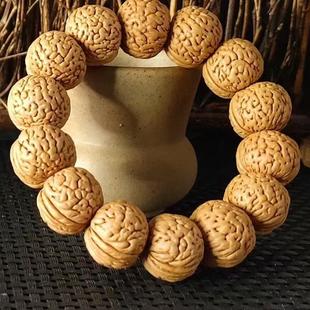 山中玉野生桃核手串高端驱邪文玩脑纹小桃核男士女士精品柳叶脐