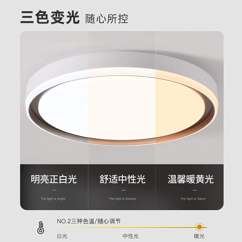 卧室吸顶灯北欧极简圆形过道走廊灯创意大气led客厅书房护眼灯具