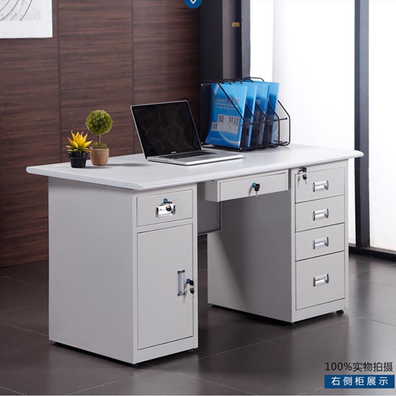 加厚钢制办公桌1.2米1.4米员工财务职员电脑桌带锁抽屉单人写字台