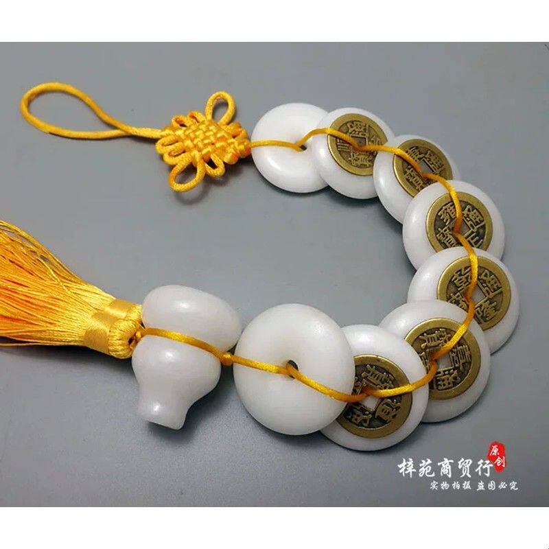 八白玉葫芦挂件六帝钱挂饰卫生间对大门厕所五黄二黑中式家居饰品