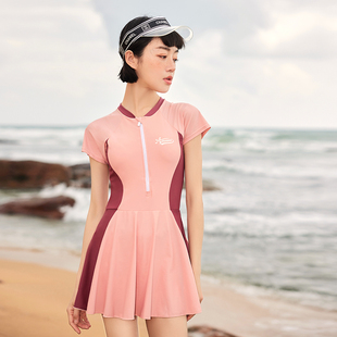 胖mm200斤遮肉显瘦游泳衣连体保守拉链 泡温泉泳衣女大码 冬季 长袖