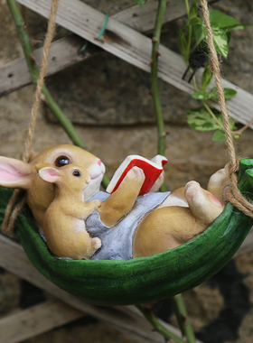 户外花园庭院阳台工艺品可爱的兔子动物创意挂件人造雕塑装饰饰品