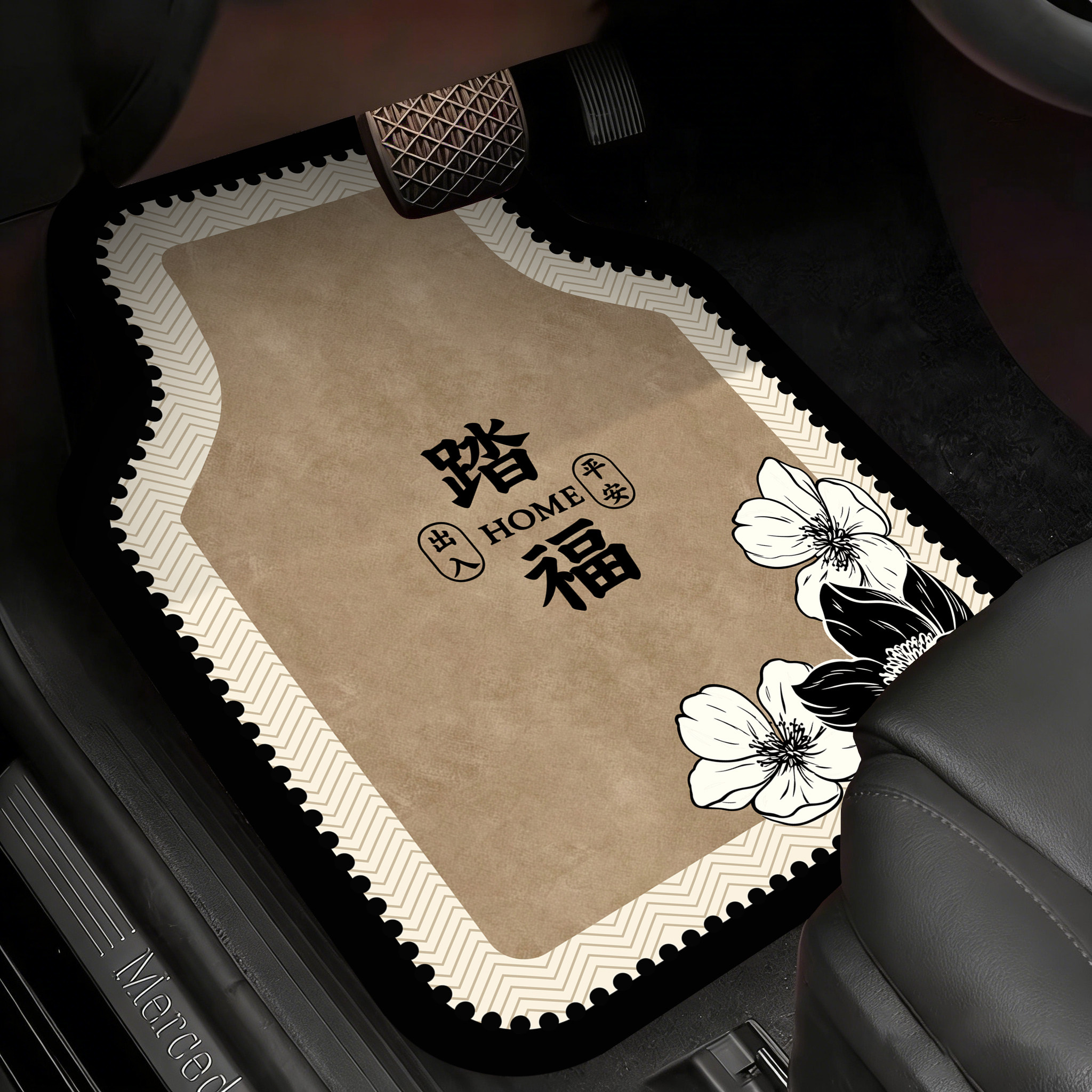 中古风汽车脚垫通用型主驾驶车垫专用车内脚踩垫防滑防脏垫可裁剪