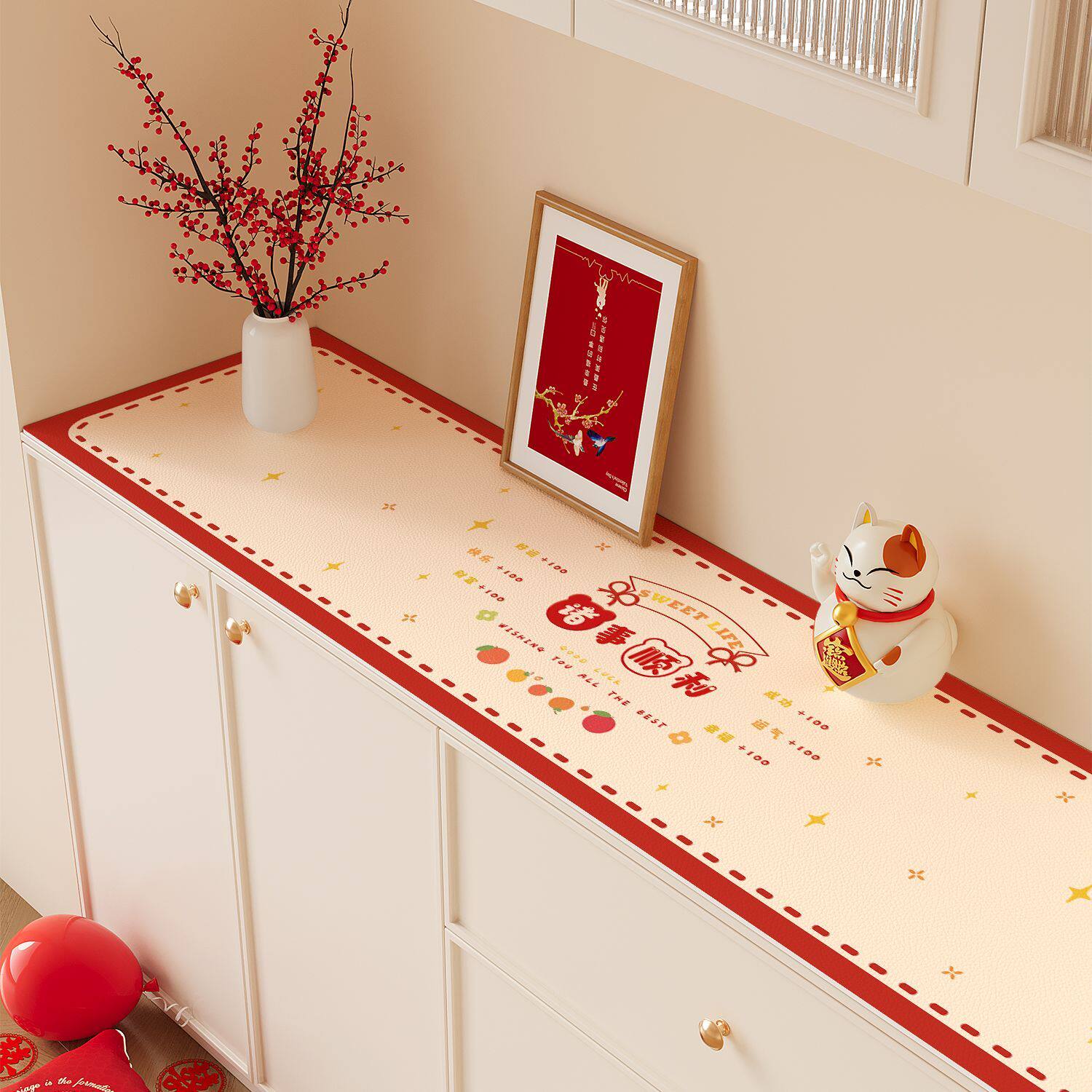 玄关台面垫长条茶几桌布红色结婚免洗硅藻泥防滑电视柜垫鞋柜垫,居家布艺,桌布,淘宝优惠券,粉丝福利购,淘宝优惠卷