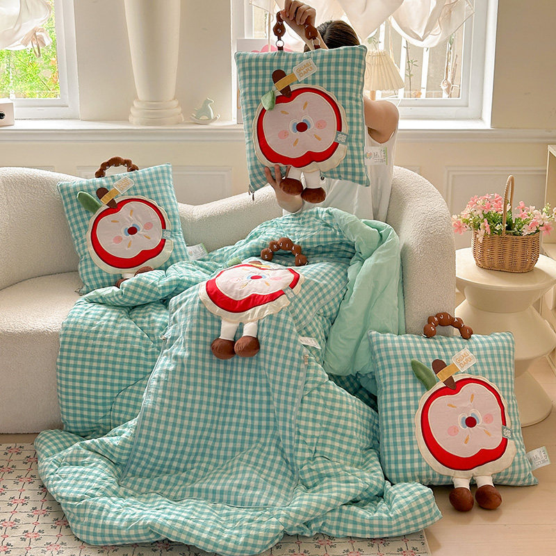 全棉小苹果抱枕车用被子两用2025新款二合一沙发靠枕午睡枕头毯子,居家布艺,抱枕被,淘宝优惠券,粉丝福利购,淘宝优惠卷