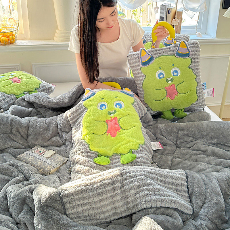 加厚冬季抱枕被子毛毯两用学生办公室午睡毯沙发盖毯车载毯二合一,居家布艺,抱枕被,淘宝优惠券,粉丝福利购,淘宝优惠卷