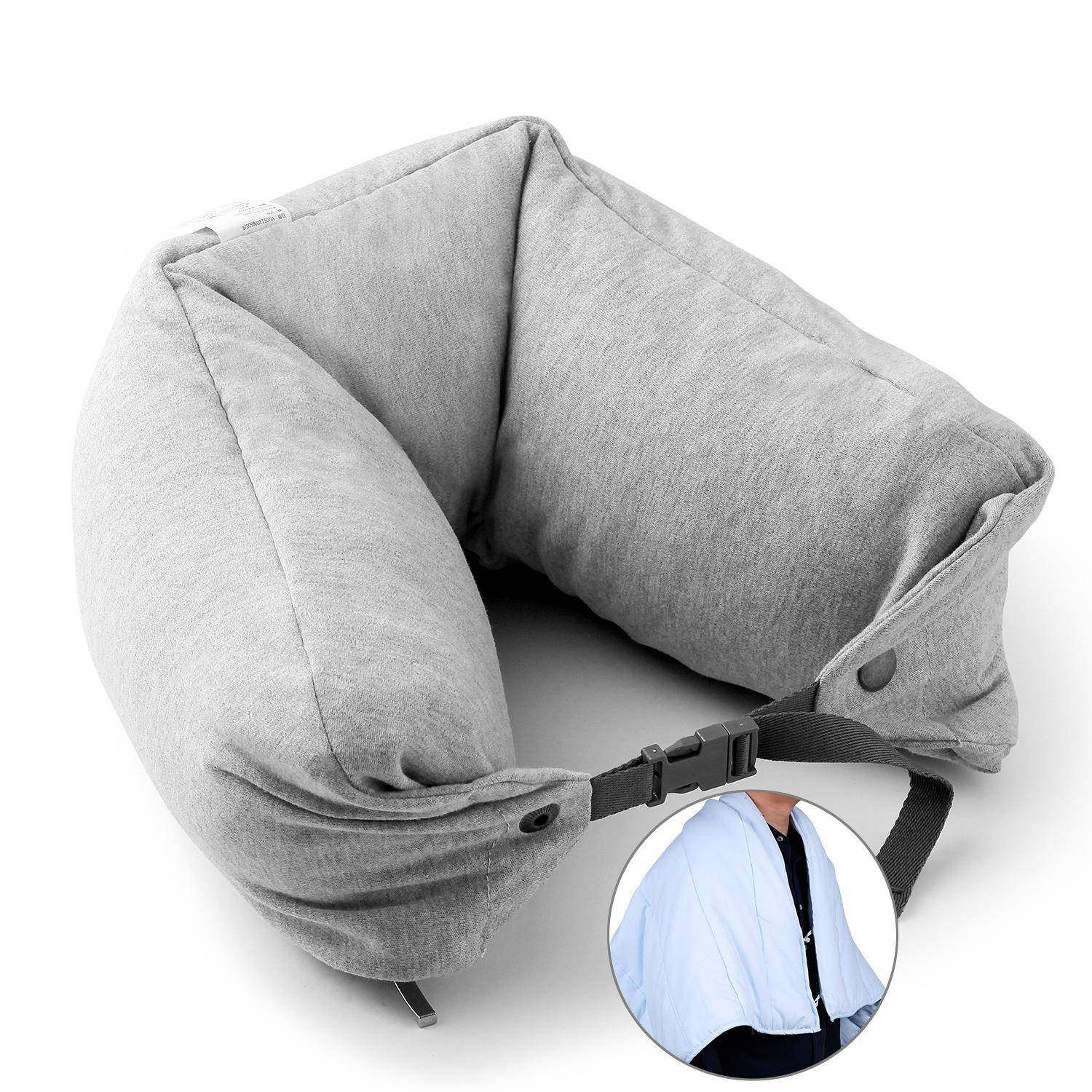 u型枕轻便携带情侣旅行颈枕小被子透气承托护颈可以折叠u形枕