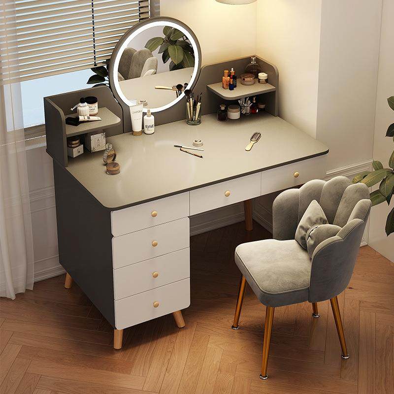 梳妆台卧室简约现代小户型高级感轻奢化妆台斗柜书桌一体化妆桌镜