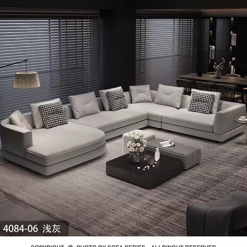 意式极简真皮皮布沙发轻奢客厅大户平层别墅设计师圆弧异形沙发