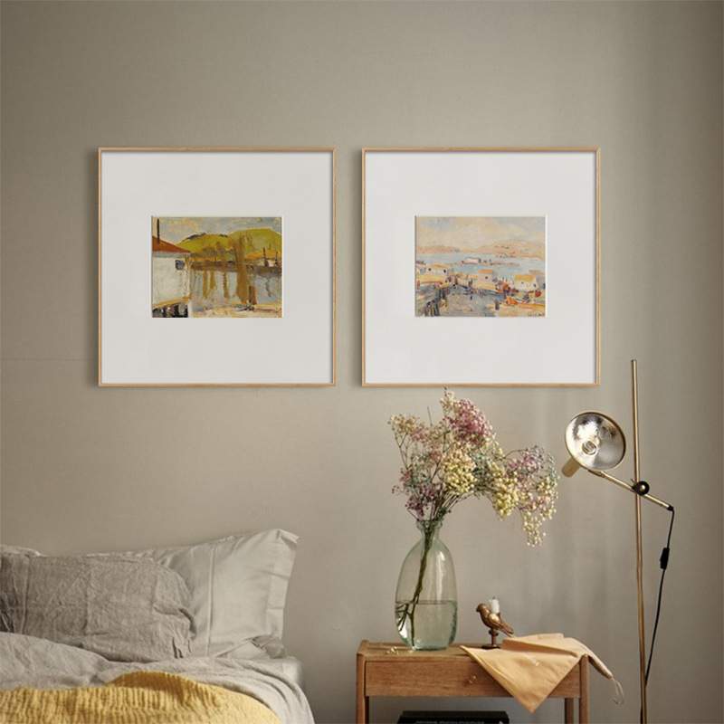 乡景 北欧小清新大海风景装饰画正方形客厅三联挂画玄关飘窗摆画图片