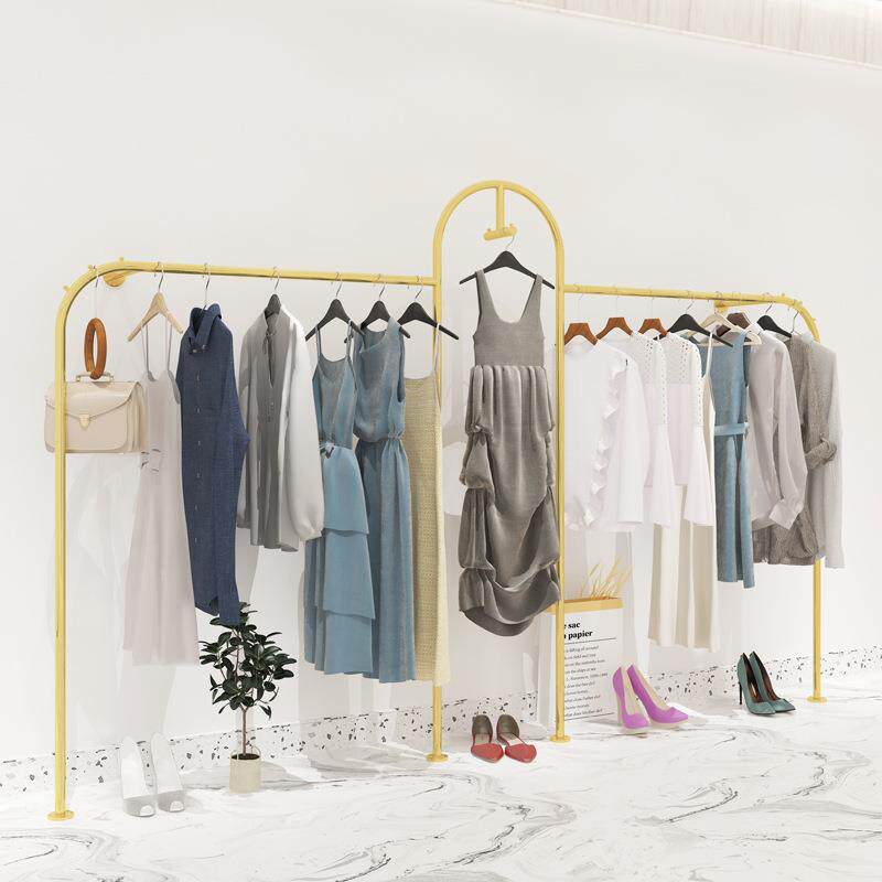 服装店展示架异形女装店专用装修设计衣服架子挂衣架陈列架金色