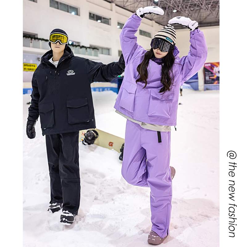 跑量 冬装单双板滑雪服男女加棉加厚防风滑雪衣裤套装户外服