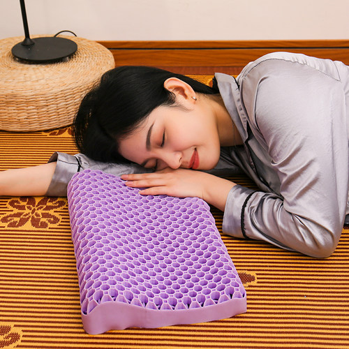 TPE无压枕头枕芯果胶枕透气护颈枕成人枕儿童深睡格子回弹枕芯