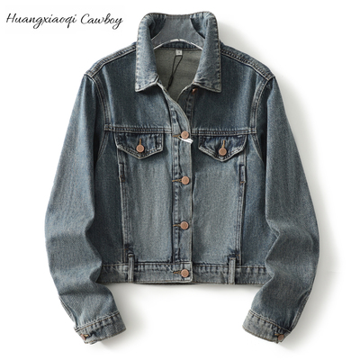 复古港风短牛仔外套女