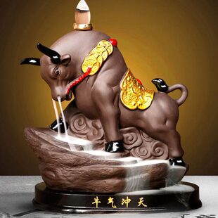 气茶道创意摆件倒流香炉炉室内香薰沉香冲高山流水家用天檀香牛