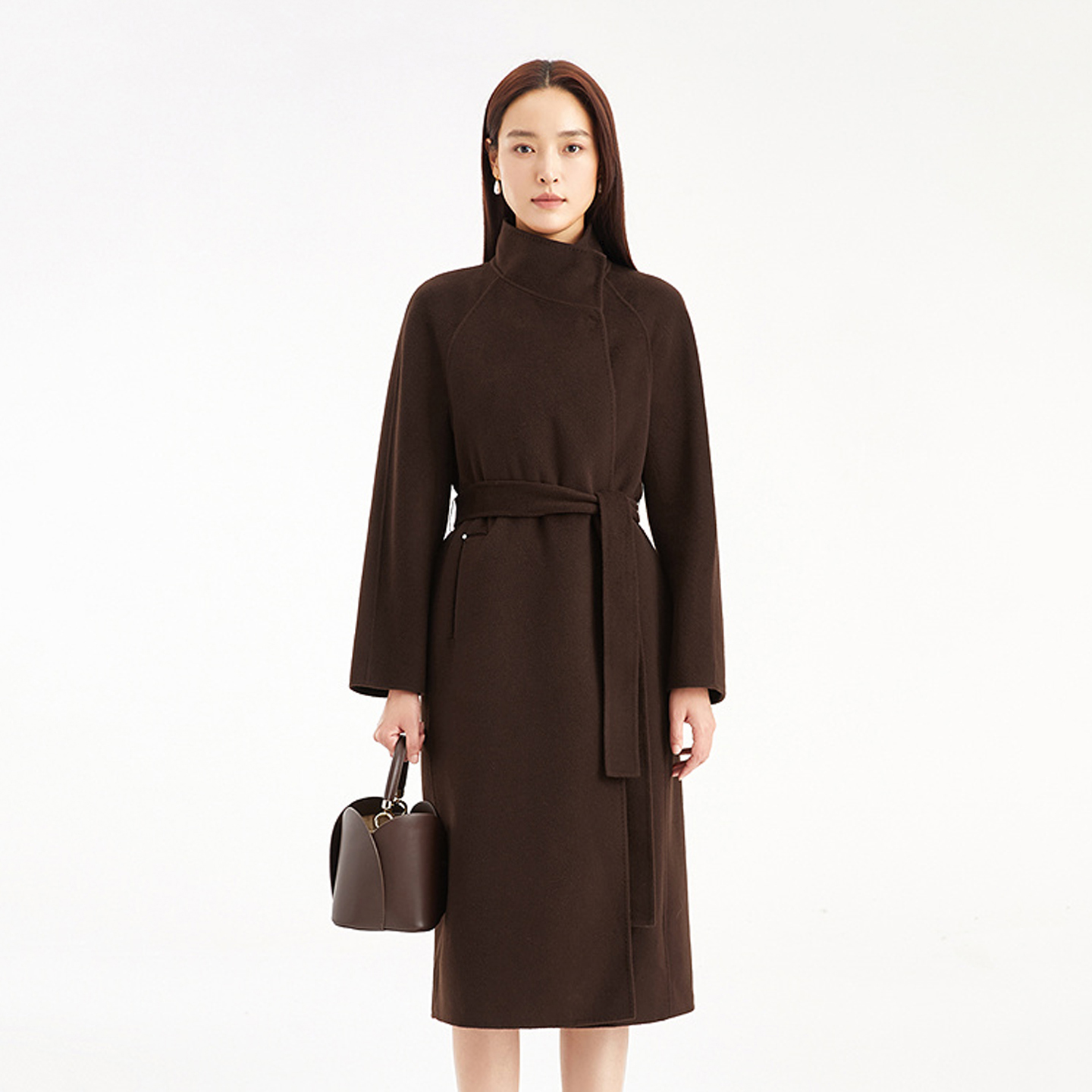 气质中长款羊毛双面呢大衣外套