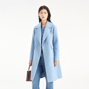 珂莱商场同款2025年冬季新款女装气质通勤羊毛羊绒双面呢大衣外套