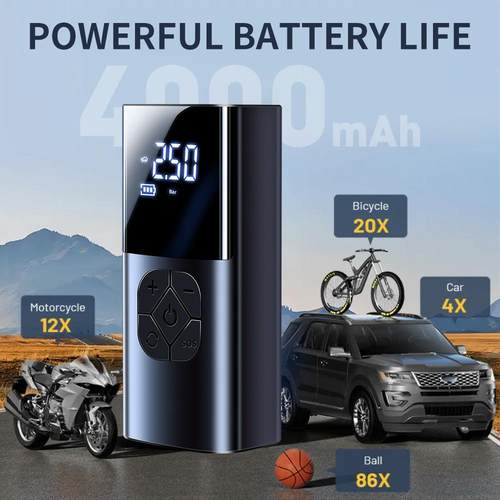 汽车充气泵手持无线车载两用充气泵智能数显12V便携式轮胎打气泵