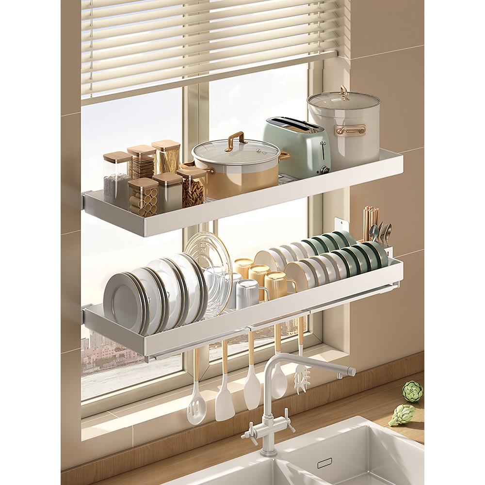 cs厨房窗台置物架壁挂式水池上方放碗架沥水架碗碟盘子收纳架可定