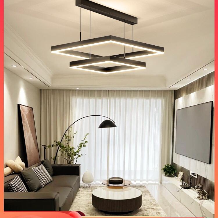 客厅吊灯现代简约大气客厅灯极简卧室餐厅灯北欧灯具方形客厅主灯