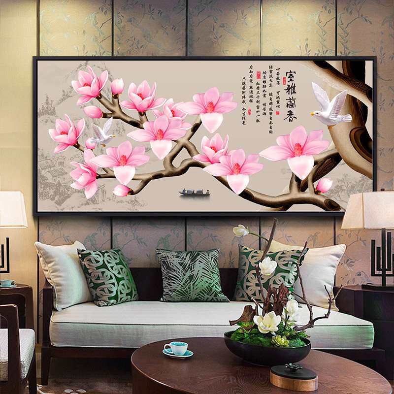 美岸2025新款5D钻石画简约玉兰点贴钻钻石十字绣客厅钻石绣贴钻画